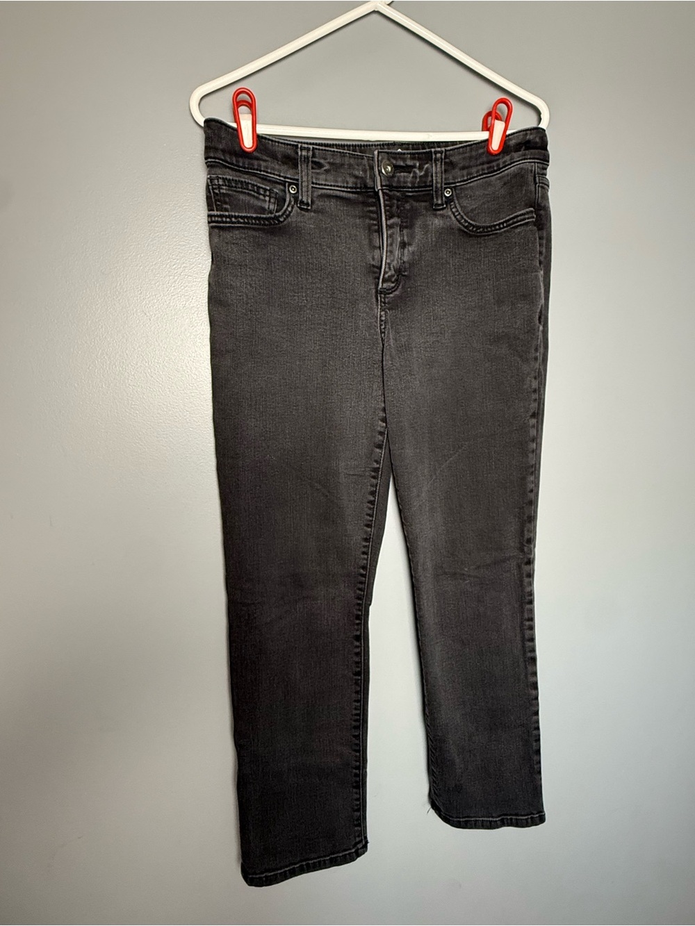 St. John's Bay Faded Black Straight Leg Denim Jeans Womens Sz 8 P Short